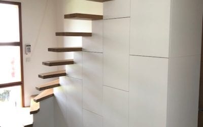 Fabrication et pose d’un escalier contemporain avec aménagement